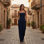 Ava | Women's One-Piece Jumpsuit With Strapless Design And Wide Leg | Elegant