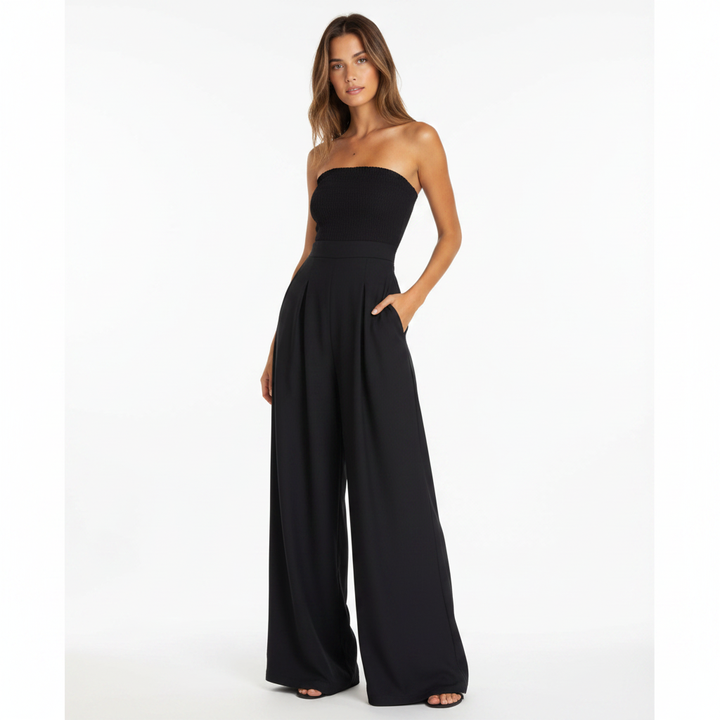 Ava | Women's One-Piece Jumpsuit With Strapless Design And Wide Leg | Elegant
