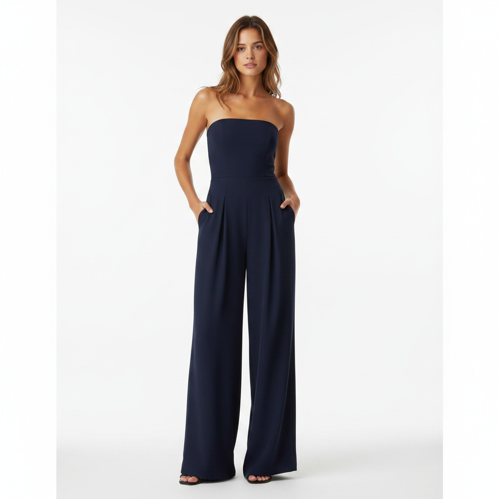 Ava | Women's One-Piece Jumpsuit With Strapless Design And Wide Leg | Elegant