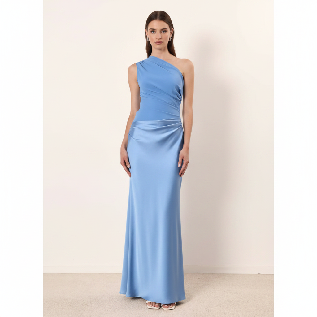 Ava | Women's One Shoulder Dress With Asymmetric Neckline And Draped Detail | Elegant