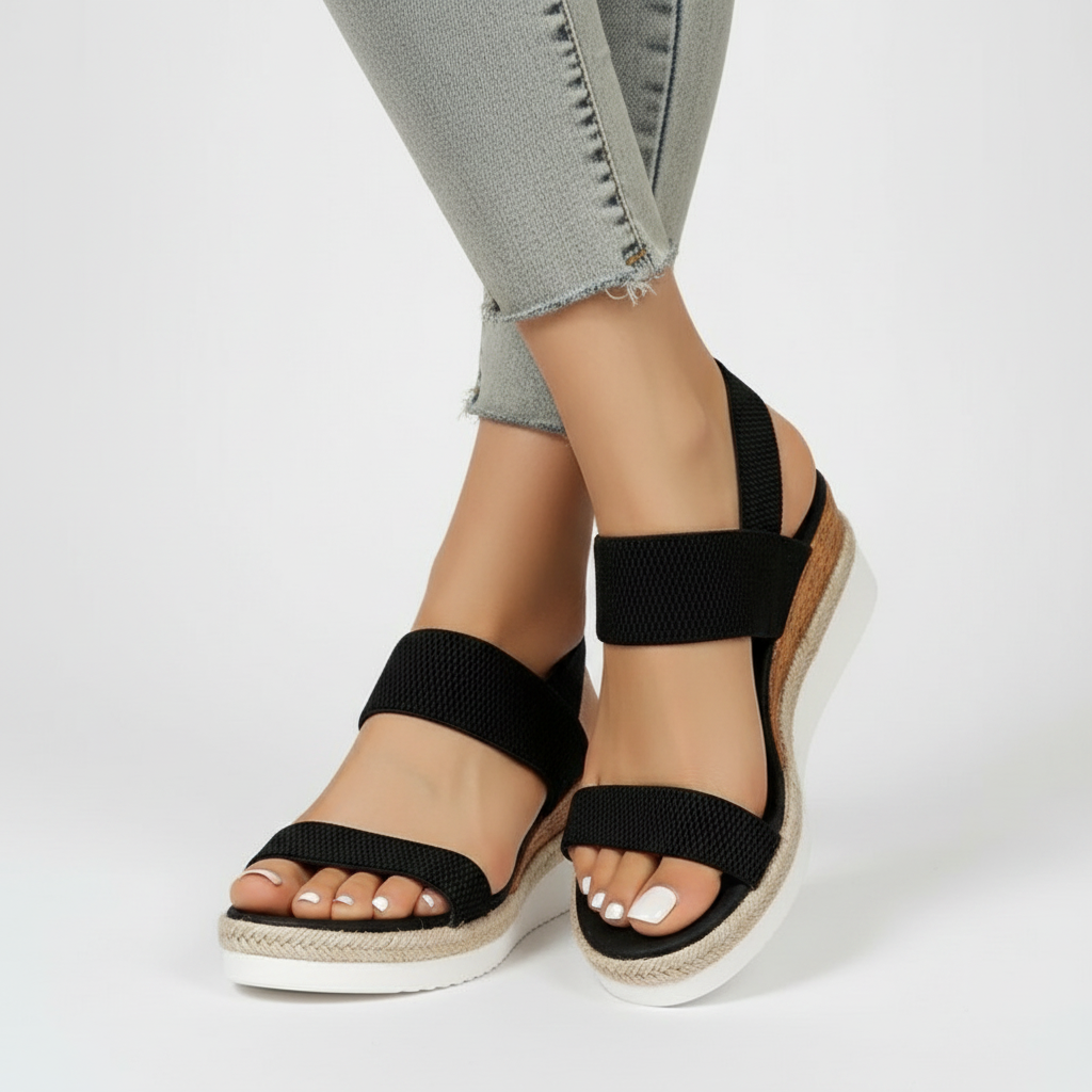 Ava | Women's Orthopedic Sandals With Elastic Straps And Platform Sole | Casual