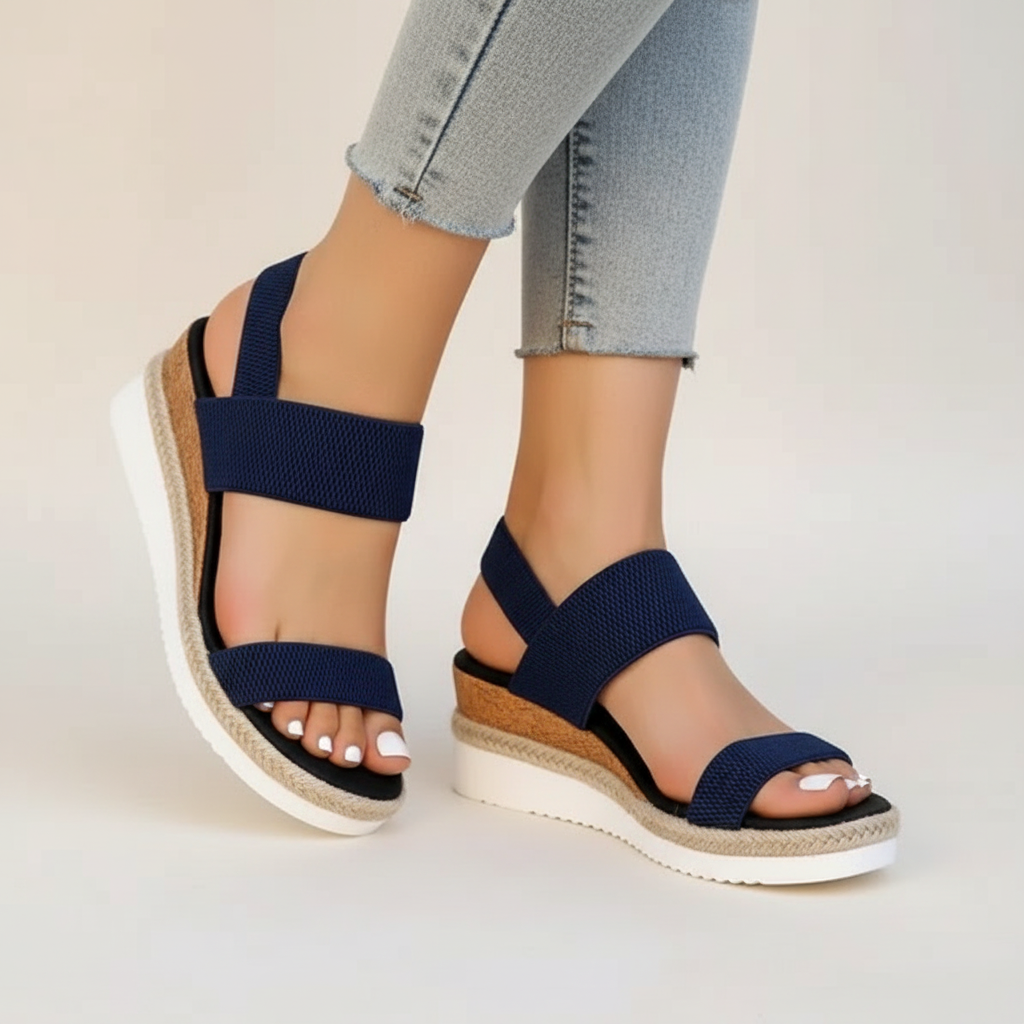Ava | Women's Orthopedic Sandals With Elastic Straps And Platform Sole | Casual