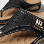 Ava | Women's Orthopedic Sandals With Gold Hardware And Cutout Design | Casual