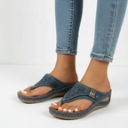Ava | Women's Orthopedic Sandals With Gold Hardware And Cutout Design | Casual