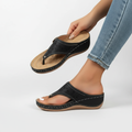 Ava | Women's Orthopedic Sandals With Gold Hardware And Cutout Design | Casual