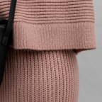 Ava | Women's Pullover And Skirt Set With High Neck And Ribbed Texture | Casual