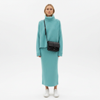 Ava | Women's Pullover And Skirt Set With High Neck And Ribbed Texture | Casual