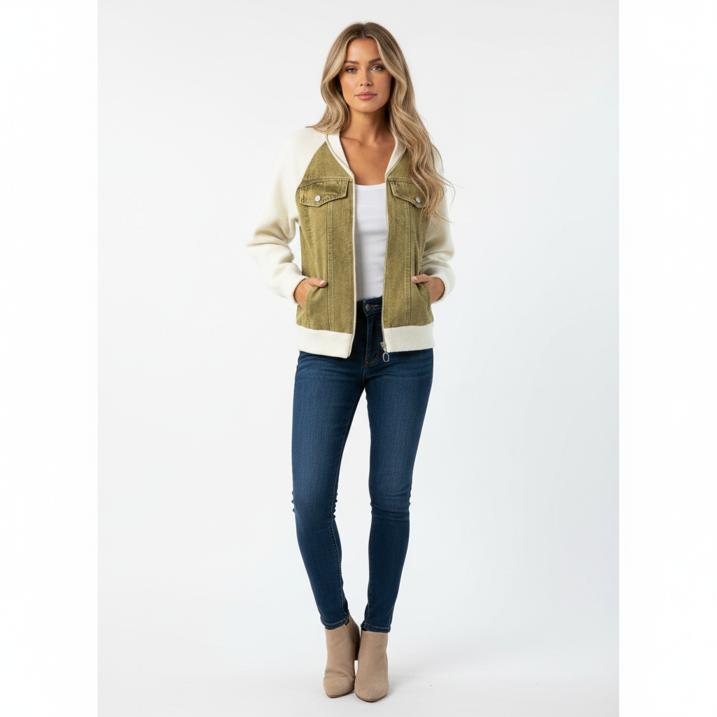 Ava | Women's Sherpa Jacket With Zip Closure And Chest Pockets | Casual