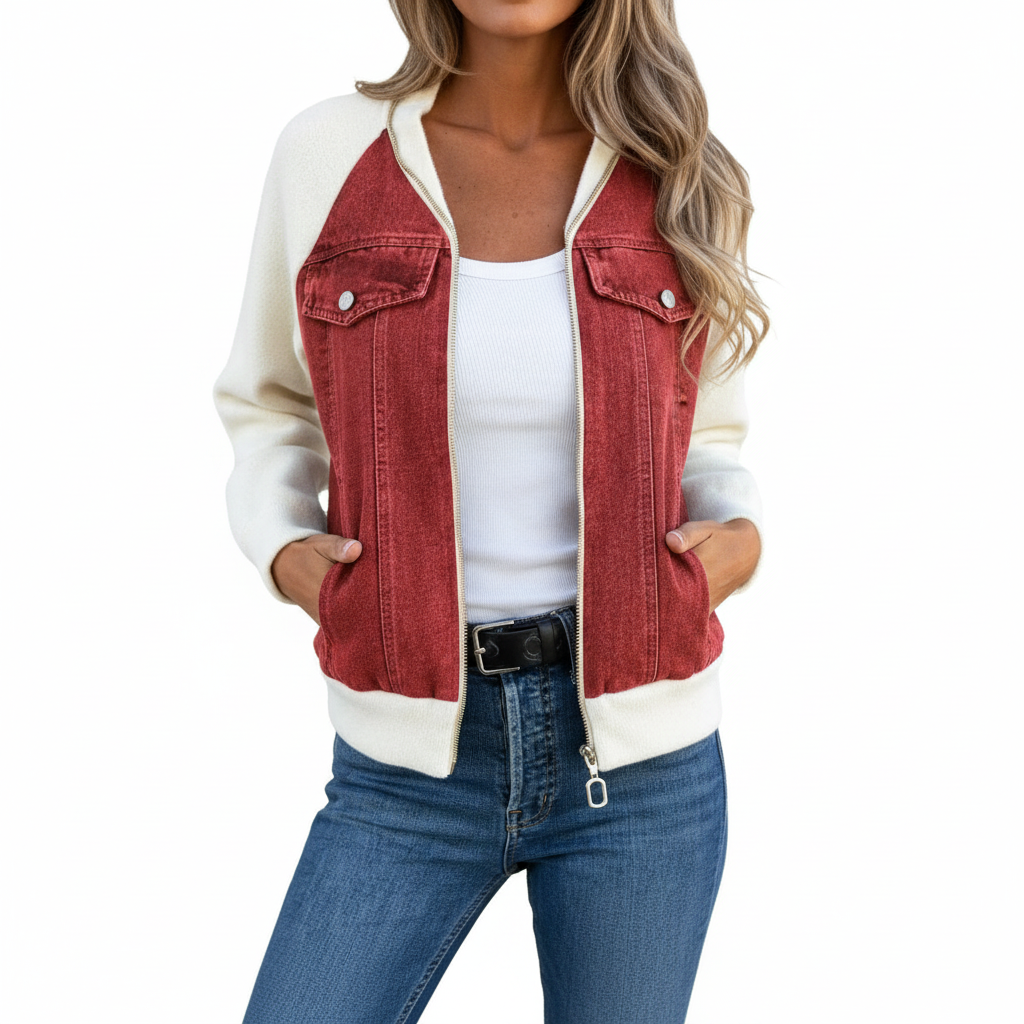 Ava | Women's Sherpa Jacket With Zip Closure And Chest Pockets | Casual