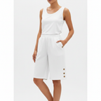 Ava | Women's Shorts With Elastic Waist And Button Detail | Casual