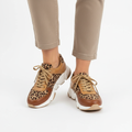 Ava | Women's Sneakers With Lace-Up Design And Leopard Print Detail | Casual