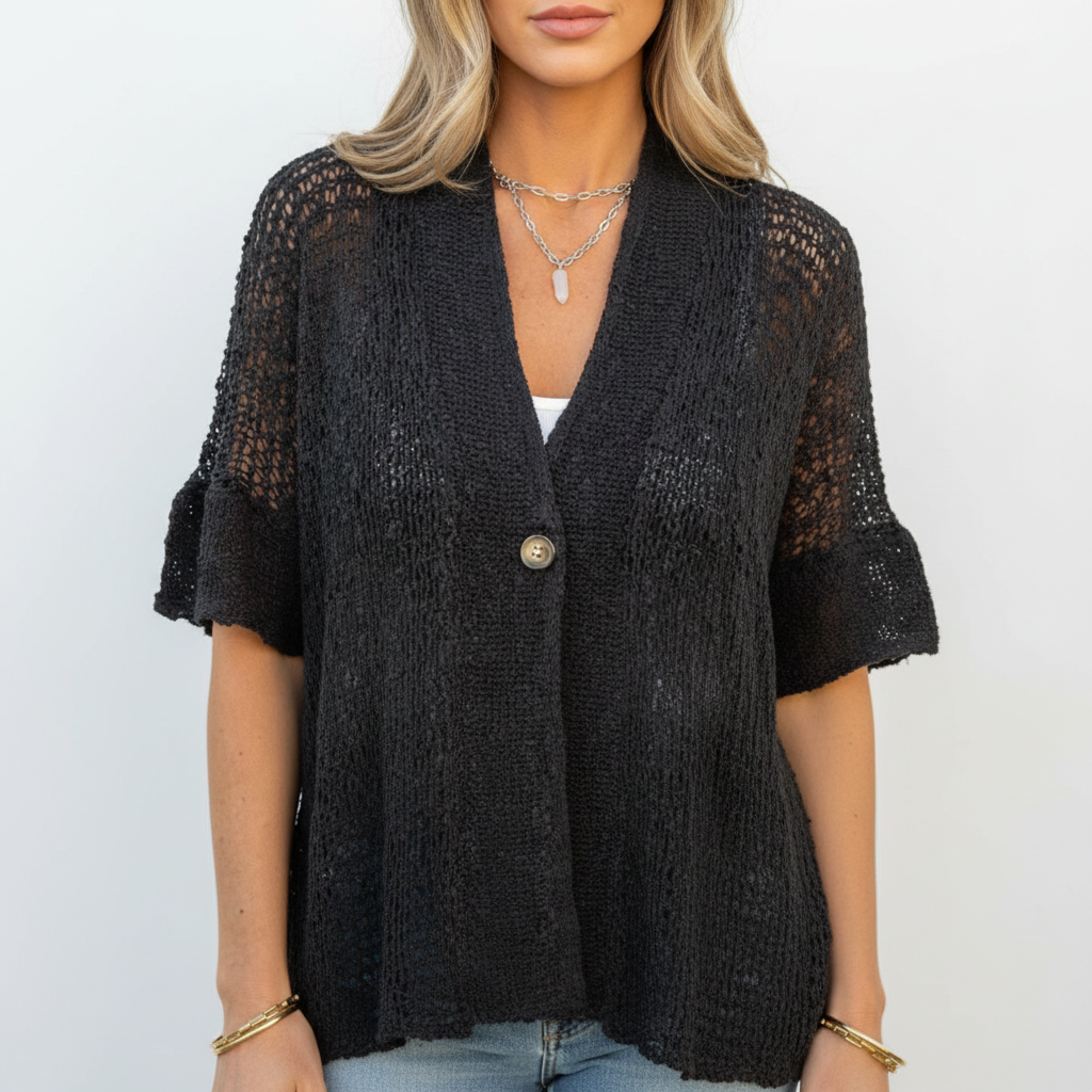 Ava | Women's Top With Openwork Knit And Button Closure | Casual