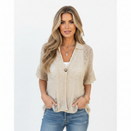 Ava | Women's Top With Openwork Knit And Button Closure | Casual
