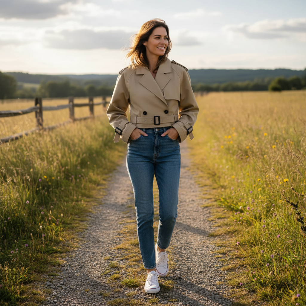 Ava | Women's Trench Coat With Double-Breasted Front And Short Design | Chic