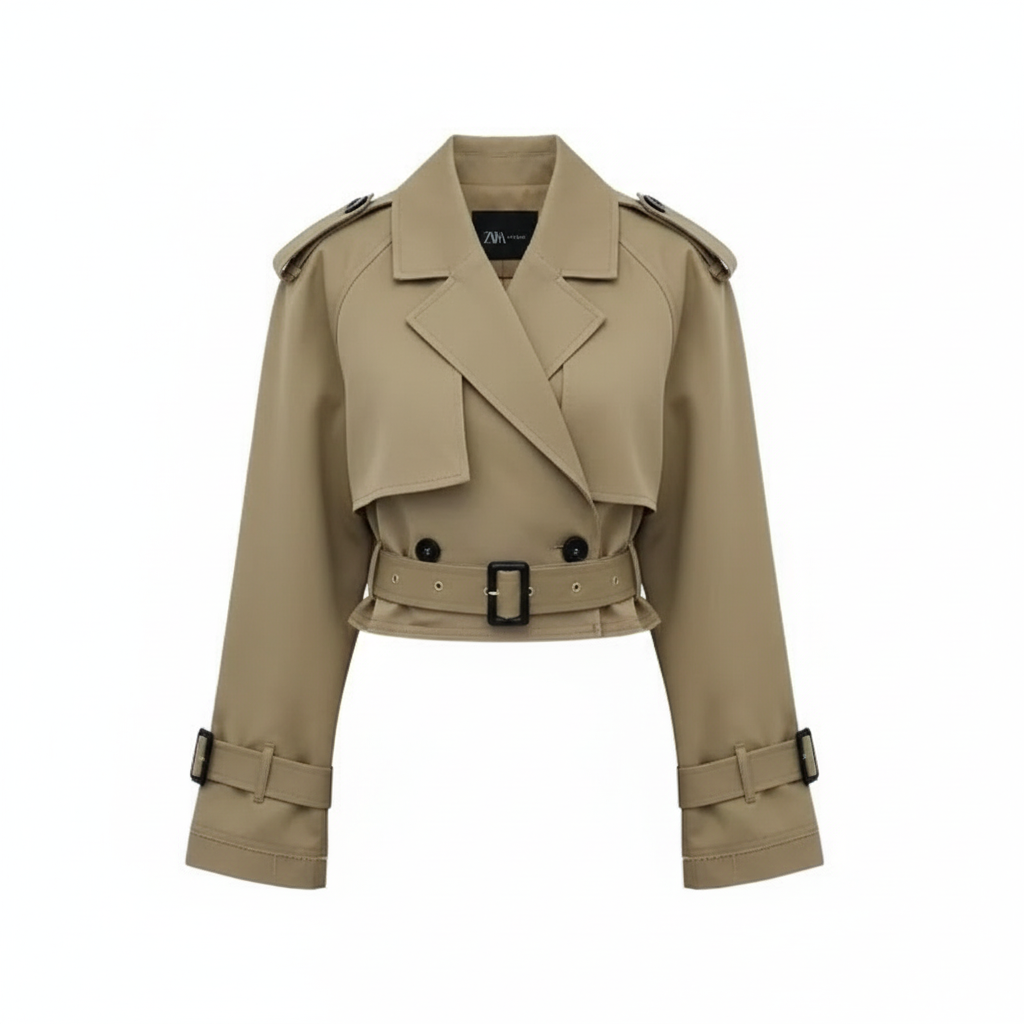 Ava | Women's Trench Coat With Double-Breasted Front And Short Design | Chic