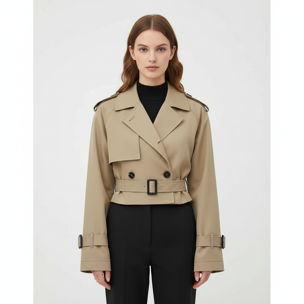 Ava | Women's Trench Coat With Double-Breasted Front And Short Design | Chic