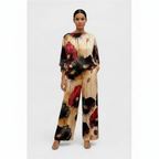 Ava | Women's Two Piece Set With Draped Top And Wide Leg Pants | Casual