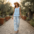 Ava | Women's Two-Piece Set With Sleeveless Top And Wide Leg Pants | Casual