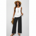 Ava | Women's Two-Piece Set With Sleeveless Top And Wide Leg Pants | Casual