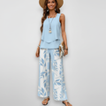 Ava | Women's Two-Piece Set With Sleeveless Top And Wide Leg Pants | Casual