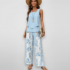 Ava | Women's Two-Piece Set With Sleeveless Top And Wide Leg Pants | Casual