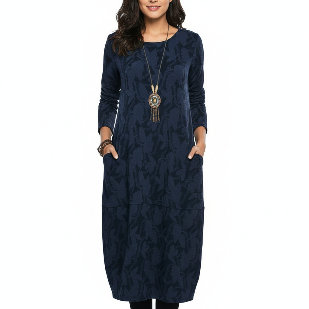 Ava | Women's Wedding Guest Dress With Long Sleeves And Side Pockets | Casual
