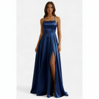 Ava | Women's Wedding Guest Dress With Spaghetti Straps And Side Slit | Elegant