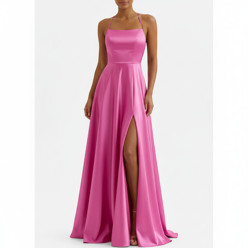 Ava | Women's Wedding Guest Dress With Spaghetti Straps And Side Slit | Elegant