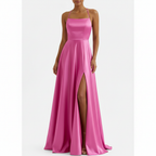Ava | Women's Wedding Guest Dress With Spaghetti Straps And Side Slit | Elegant