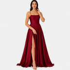 Ava | Women's Wedding Guest Dress With Spaghetti Straps And Side Slit | Elegant