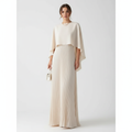 Ava | Women's Wedding Guest Maxi Dress With Pleated Skirt And Draped Cape Overlay | Elegant