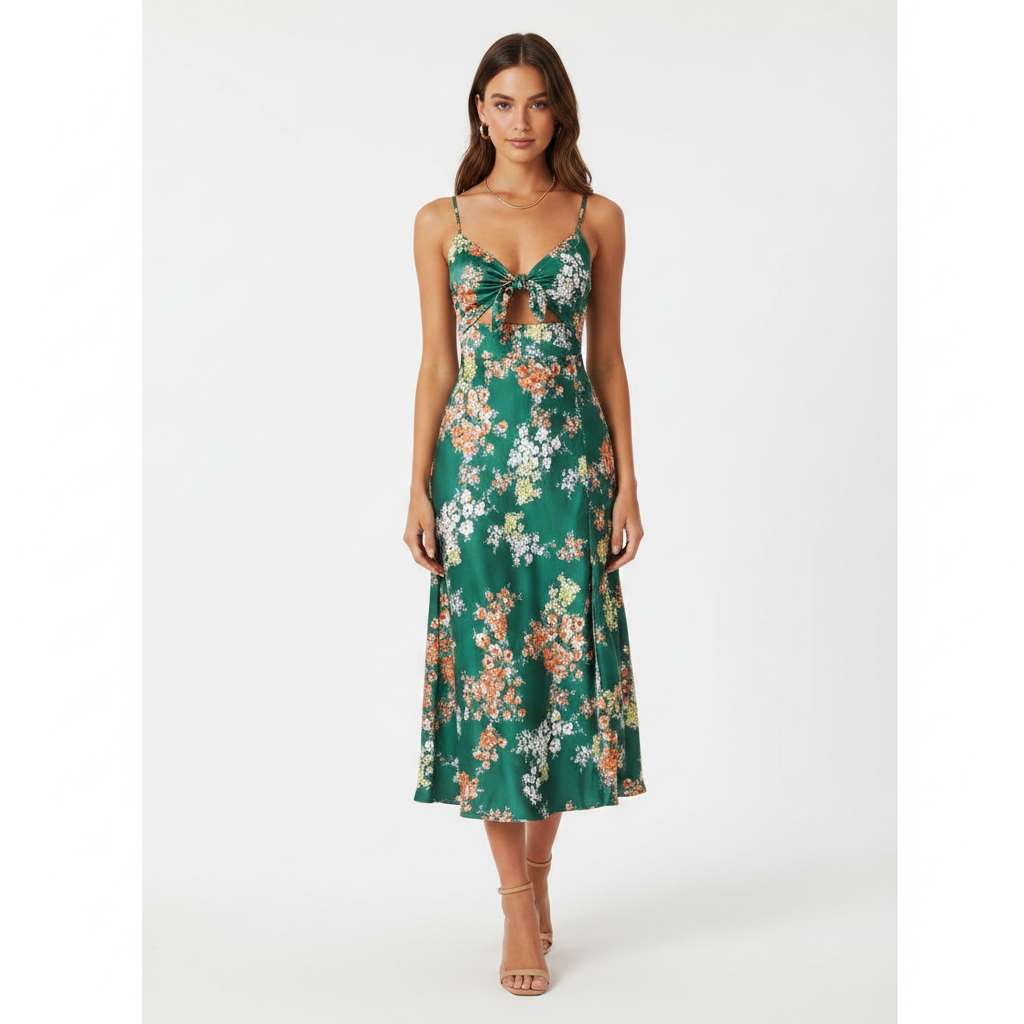 Ava | Women's Wedding Guest Maxi Dress With Spaghetti Straps And Cutout Detail | Summer