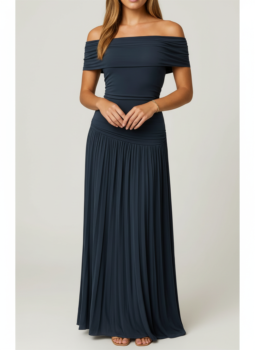 Aveline | Women's Wedding Guest Dress With V Neckline And Waist Gather Detail
