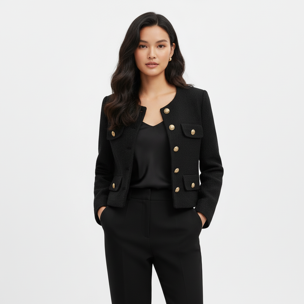 Brielle | Women's Bomber Jacket With Front Buttons And Patch Pockets | Chic