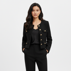 Brielle | Women's Bomber Jacket With Front Buttons And Patch Pockets | Chic