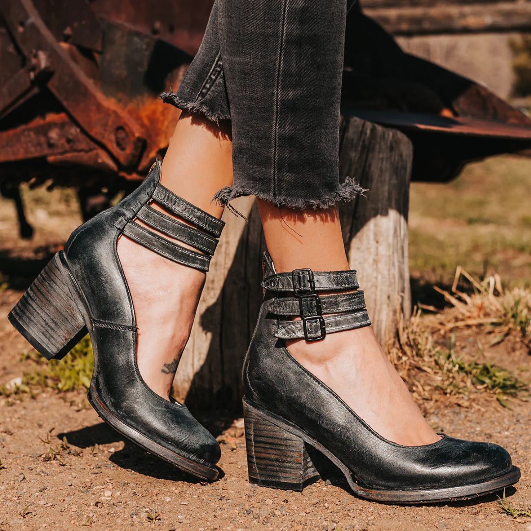 Brielle | Women’s On Shoes With Ankle Straps And Block Heel