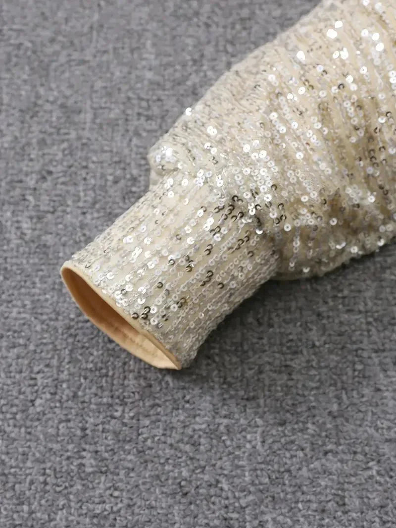 Caliana | Women's Sequin Dress With Off Shoulder Neckline And Sparkles