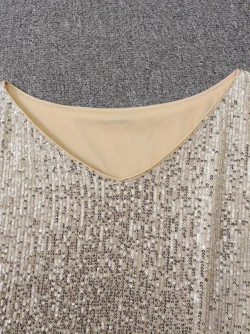 Caliana | Women's Sequin Dress With Off Shoulder Neckline And Sparkles