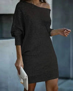 Caliana | Women's Sequin Dress With Off Shoulder Neckline And Sparkles