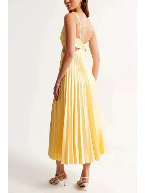Celestine | Women's Wedding Guest Dress With Plunging V Neck And Pleated Skirt