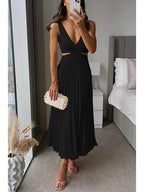 Celestine | Women's Wedding Guest Dress With Plunging V Neck And Pleated Skirt
