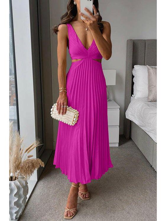 Celestine | Women's Wedding Guest Dress With Plunging V Neck And Pleated Skirt