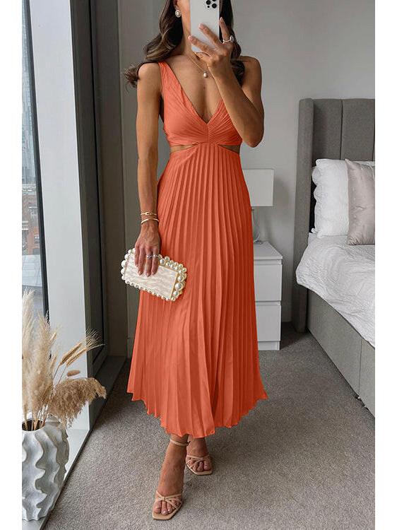 Celestine | Women's Wedding Guest Dress With Plunging V Neck And Pleated Skirt