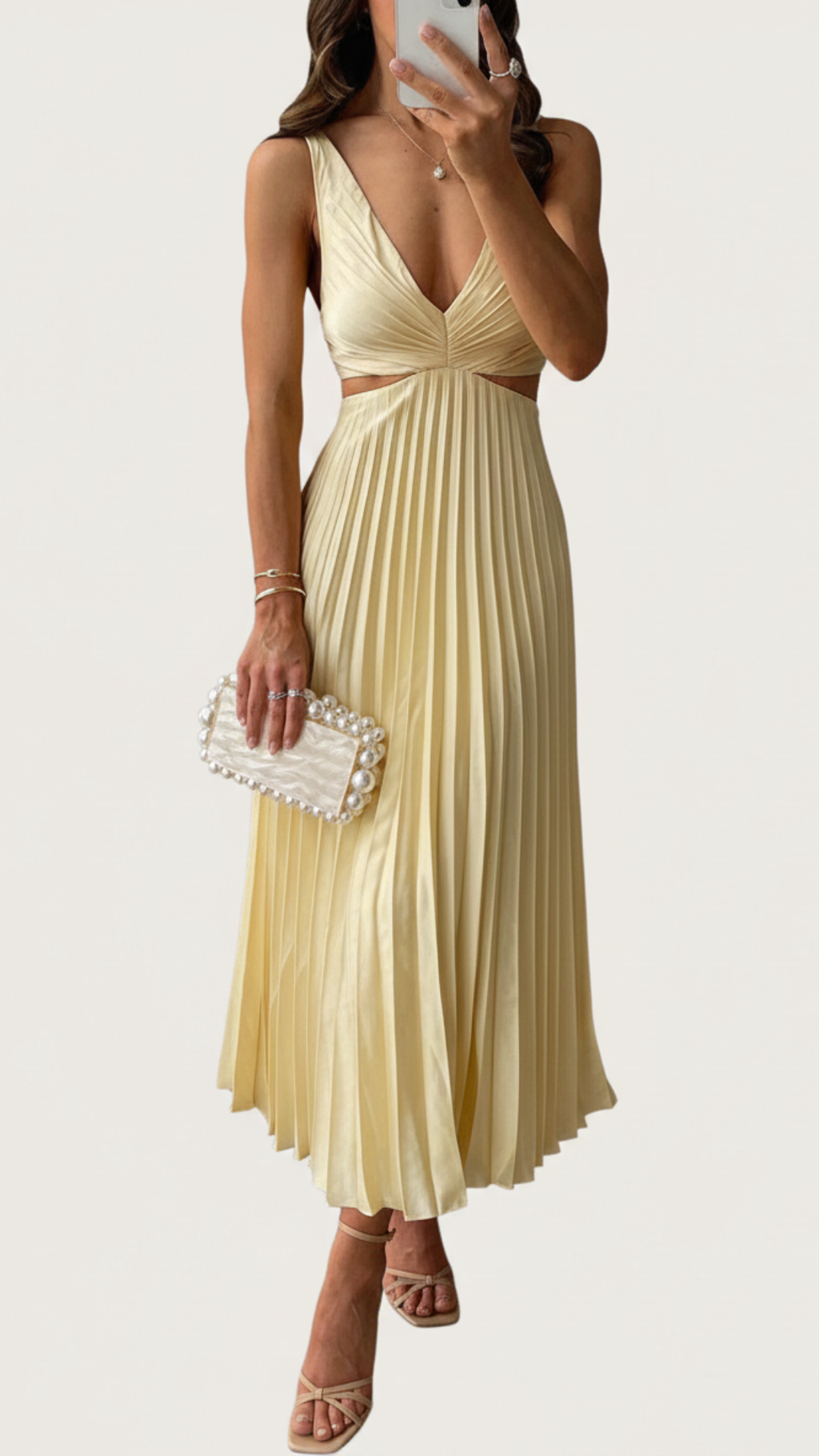 Celestine | Women's Wedding Guest Dress With Plunging V Neck And Pleated Skirt