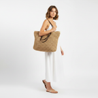 Charlotte | Women's Beach Bag With Woven Texture And Shoulder Straps | Casual