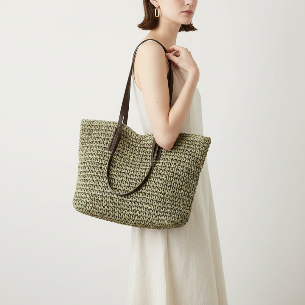 Charlotte | Women's Beach Bag With Woven Texture And Shoulder Straps | Casual