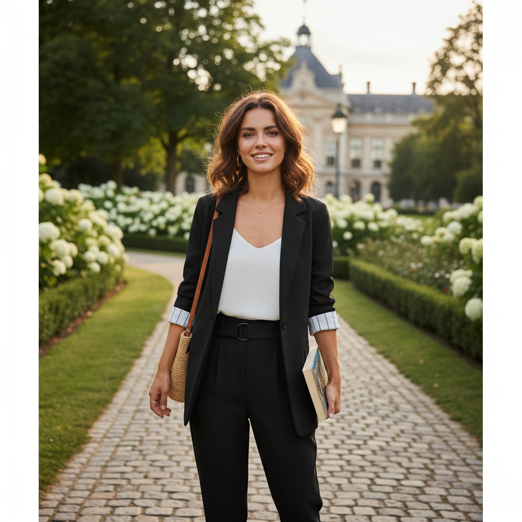 Charlotte | Women's Blazer Pants And Top With Long Sleeve And Pleated Detail | Elegant