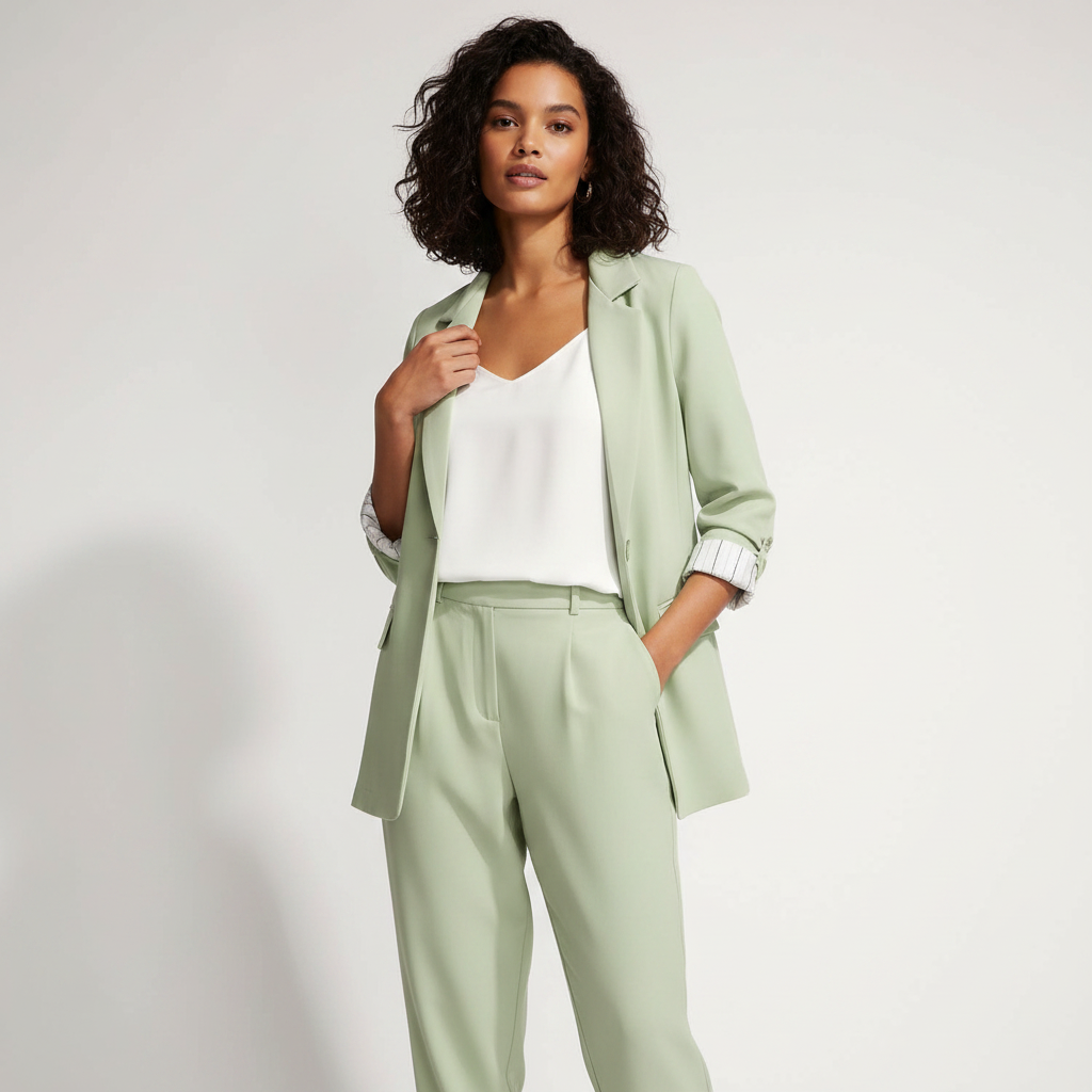 Charlotte | Women's Blazer Pants And Top With Long Sleeve And Pleated Detail | Elegant