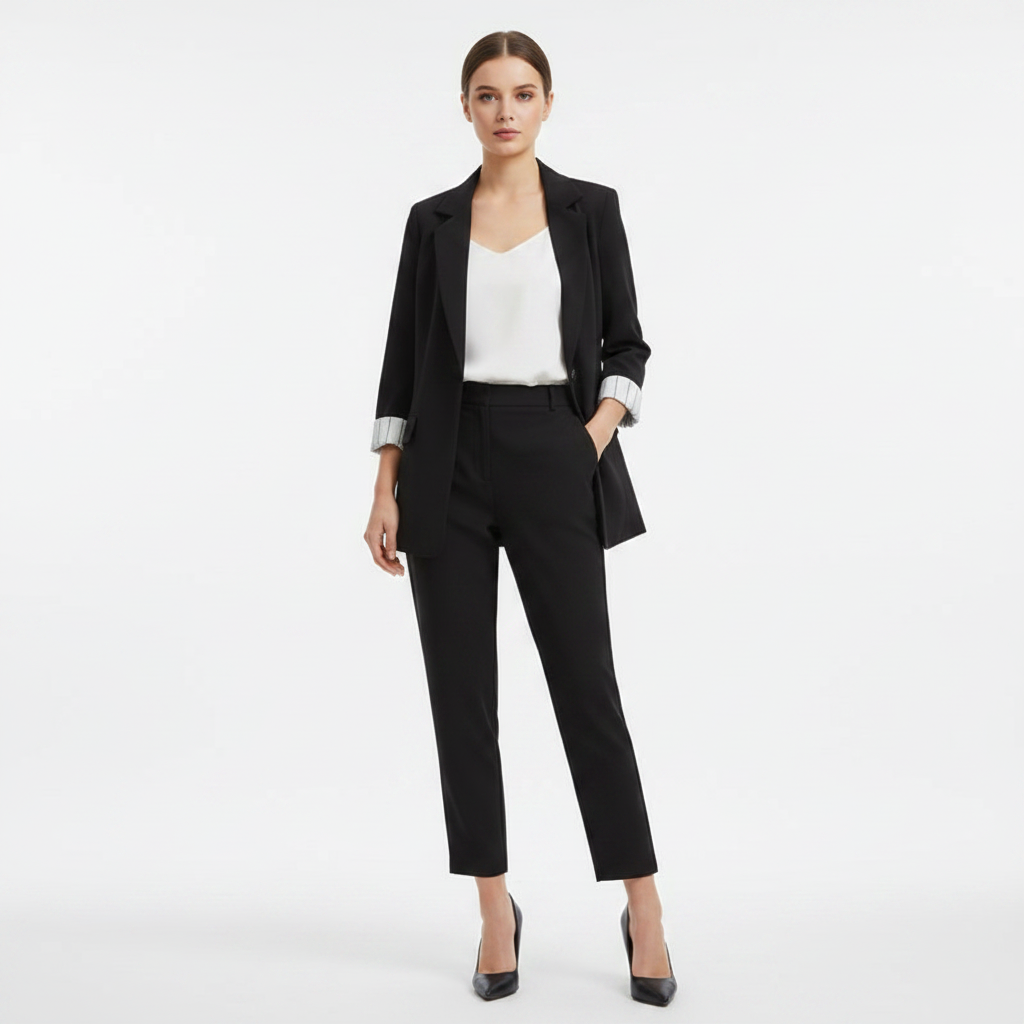 Charlotte | Women's Blazer Pants And Top With Long Sleeve And Pleated Detail | Elegant