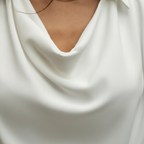 Charlotte | Women's Blouse With Draped Neckline And Long Sleeves | Elegant